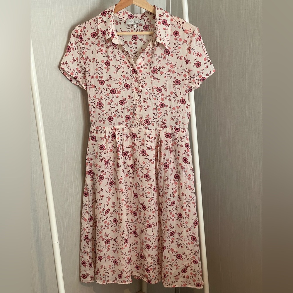 Wayf Blush Floral Midi Dress